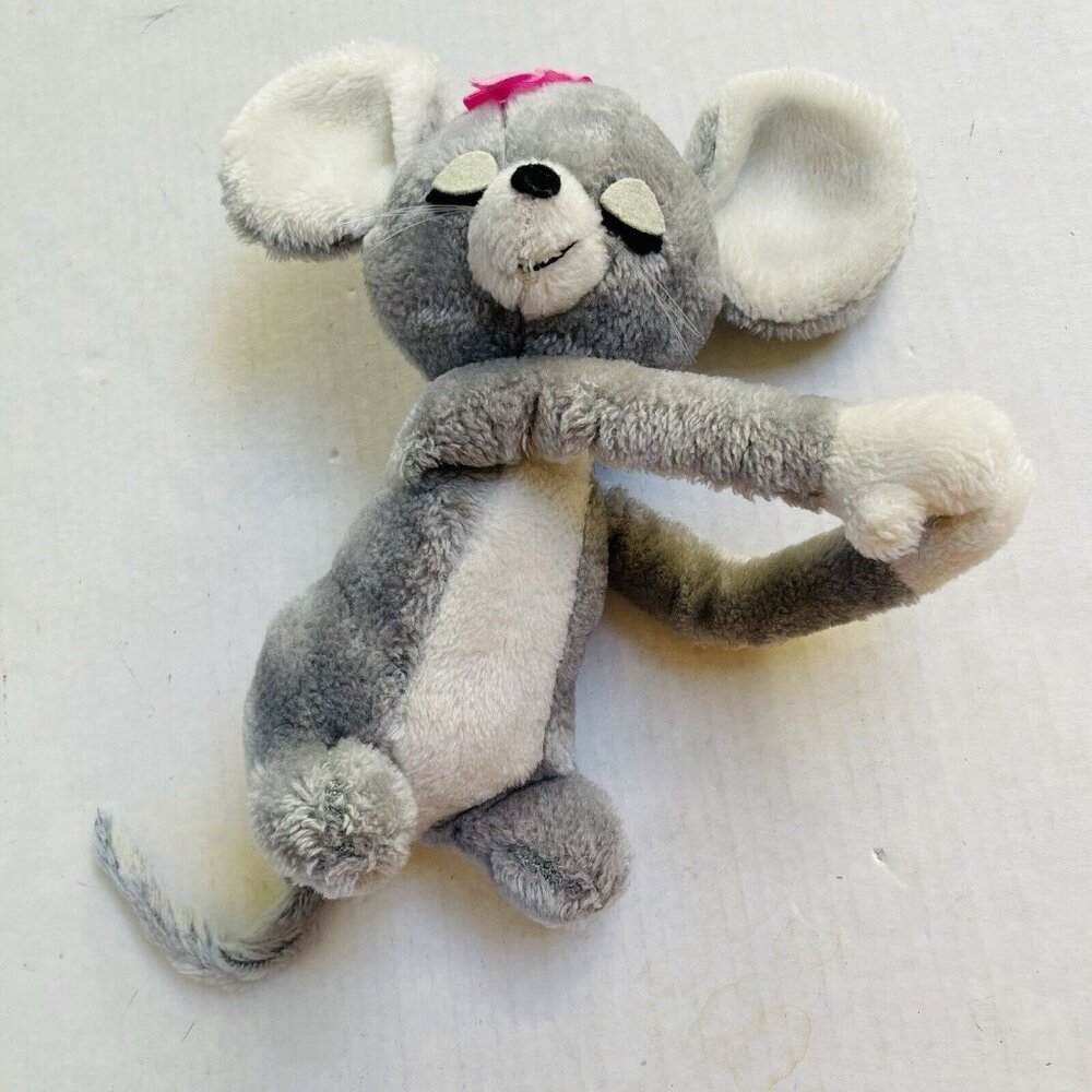 Dakin Vintage 1975‎ Plush Monkey Girl Hugging Pink Bow Kids Toy